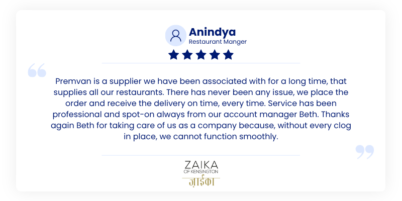 Zaika Restaurant Testimonial